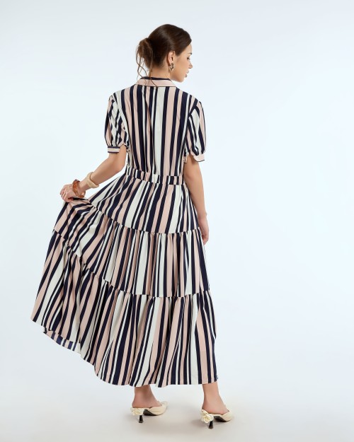 SIXDO Chiffon Flared Dress for Women